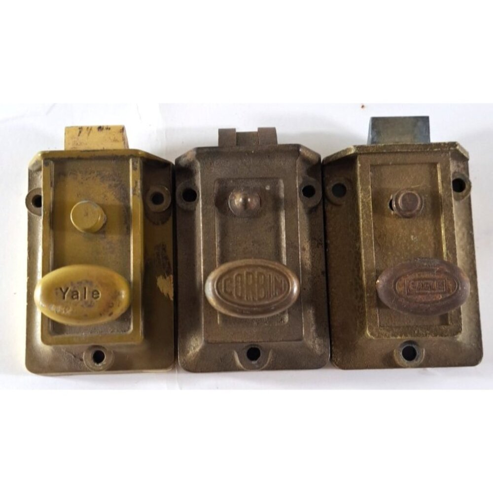 Antique Vintage Door Latch Lot of 3 Yale Corbin Eagle No Key or Keeper